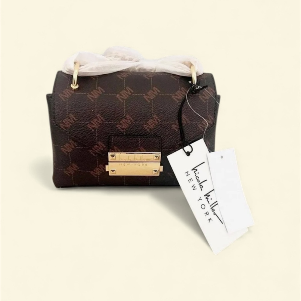 Brown Handbag Nicole Miller Faux Leather Gold hardy